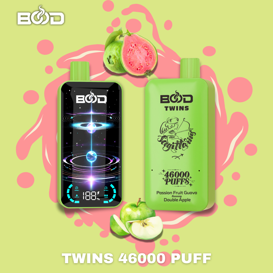 BOOD Twins 46000 Puffs 2-in-1 Vape – Dual Flavors, Digital Display & Rechargeable - Image 2