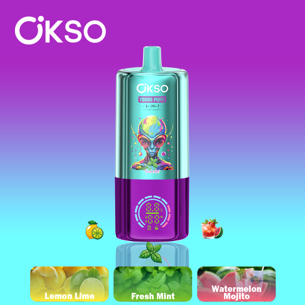 OKSO 3-in-1 70000 Puffs Disposable Vape , Alien Styling, Triple Mesh Coils & Rechargeable Battery - Image 8