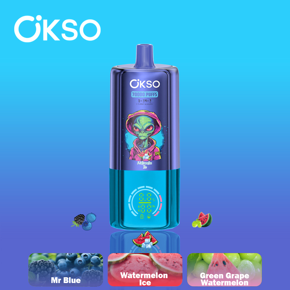 OKSO 3-in-1 70000 Puffs Disposable Vape , Alien Styling, Triple Mesh Coils & Rechargeable Battery - Image 5