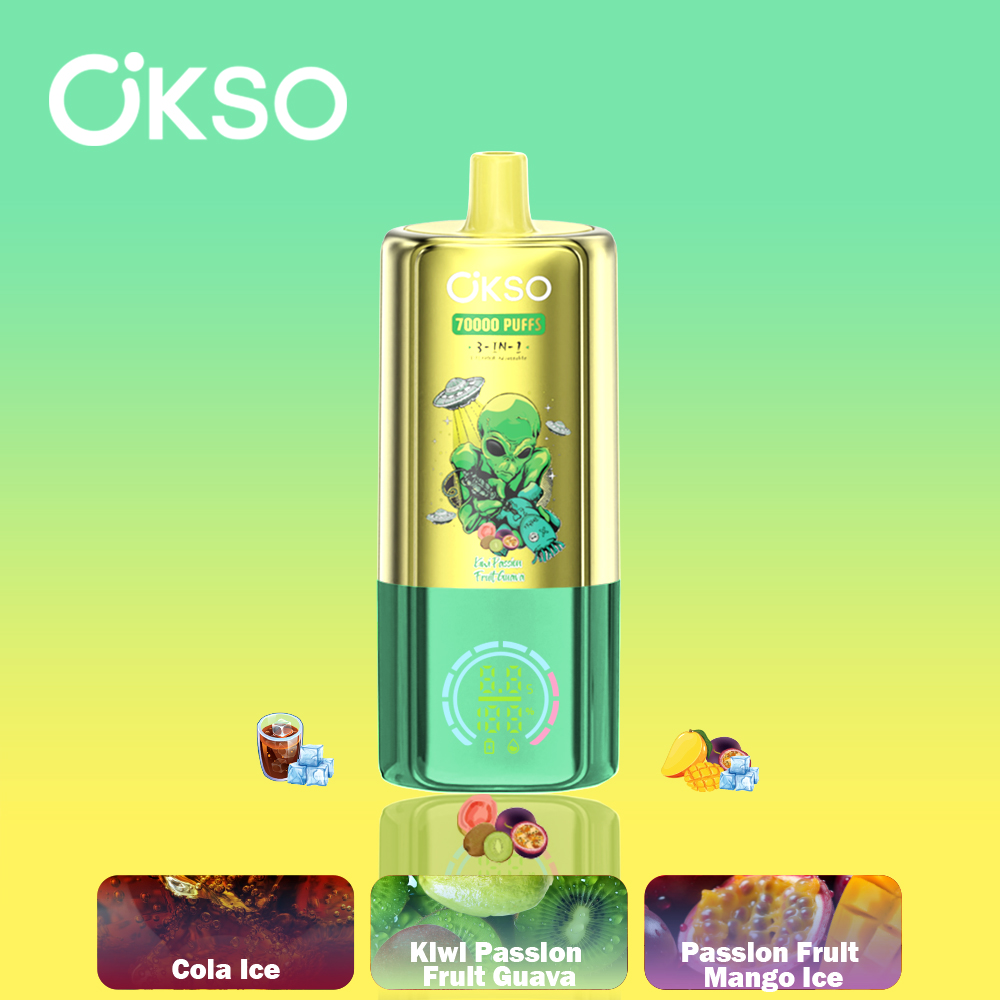 OKSO 3-in-1 70000 Puffs Disposable Vape , Alien Styling, Triple Mesh Coils & Rechargeable Battery - Image 4
