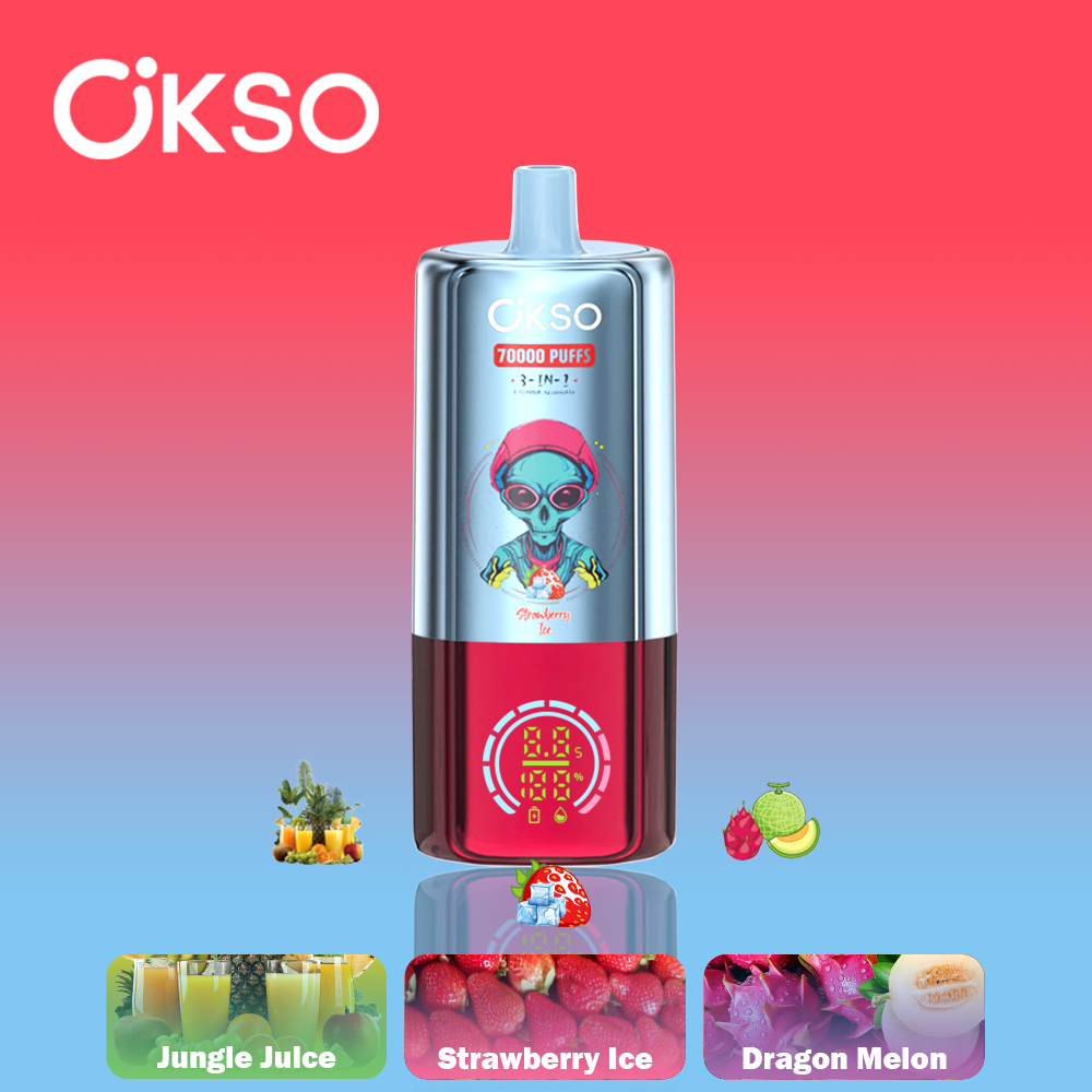 OKSO 3-in-1 70000 Puffs Disposable Vape , Alien Styling, Triple Mesh Coils & Rechargeable Battery - Image 3