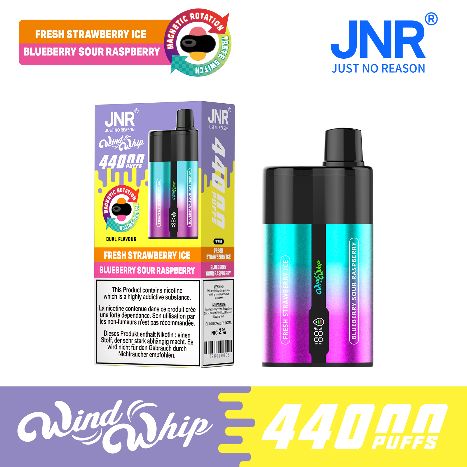 JNR WindWhip 44000 Puffs 2-in-1 Disposable Vape | Dual Flavor & Adjustable Airflow - Image 9