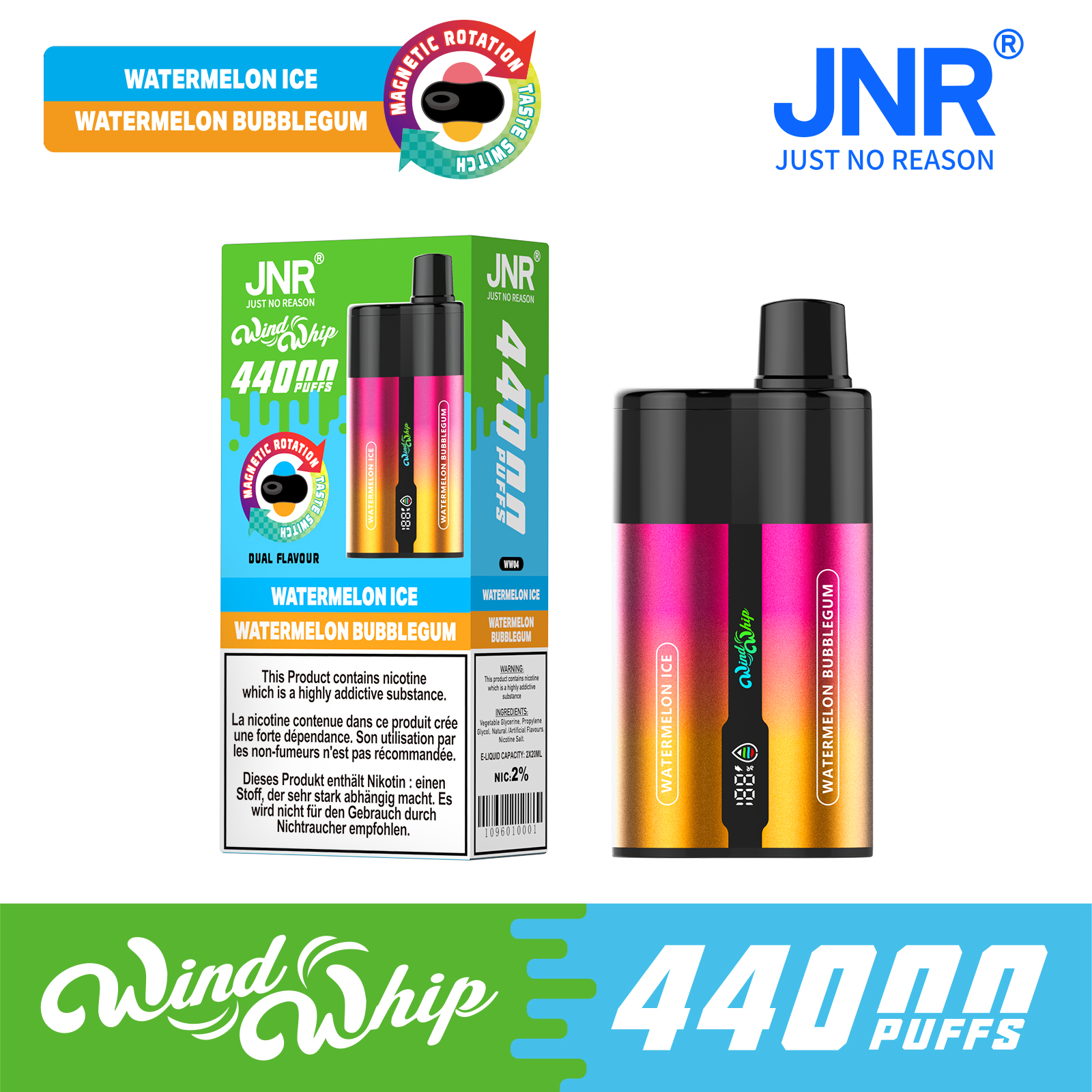 JNR WindWhip 44000 Puffs 2-in-1 Disposable Vape | Dual Flavor & Adjustable Airflow - Image 8