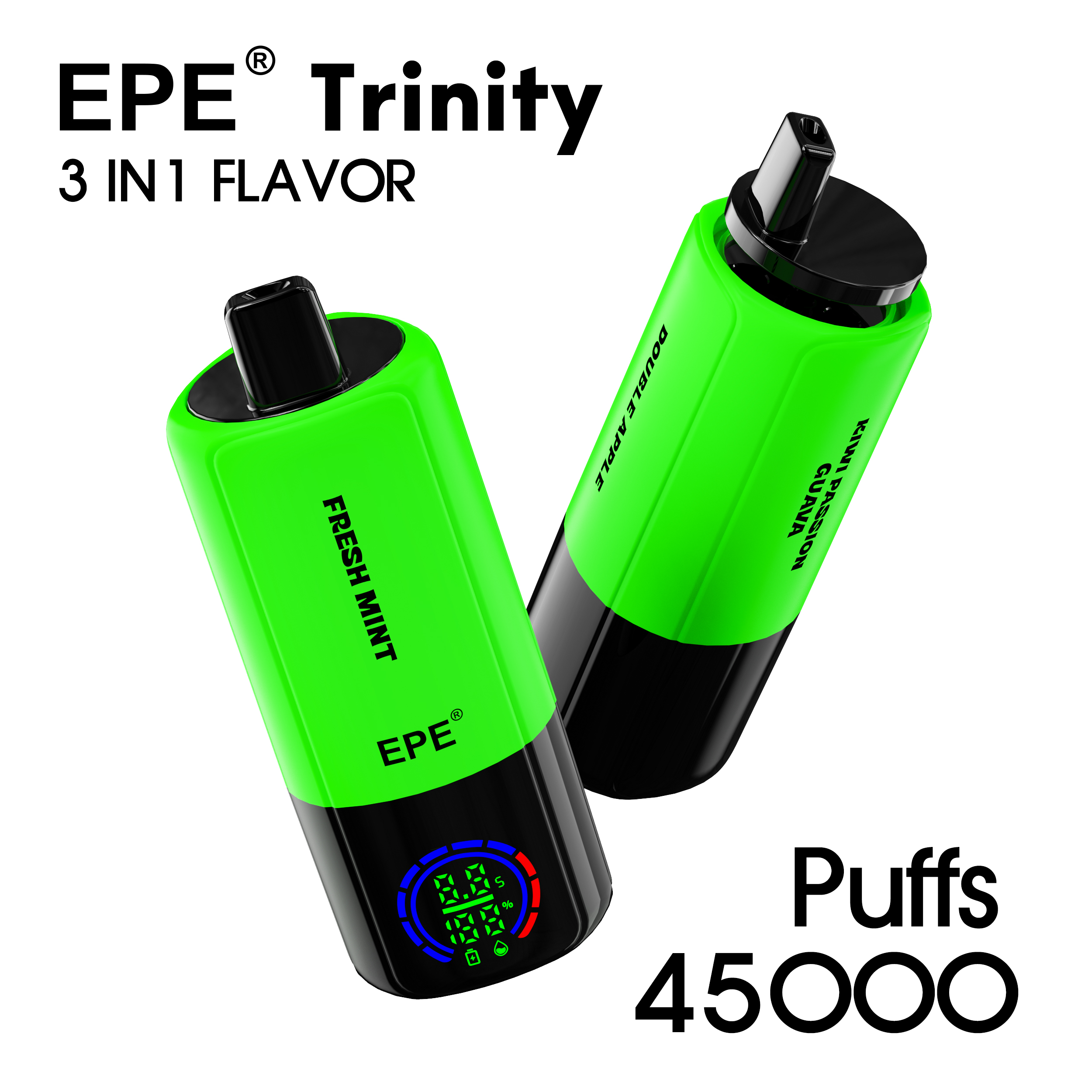 EPE Trinity 45000 Puffs 3-in-1 Disposable Vape – Triple Flavors, E-Liquid & Battery Display, Rechargeable - Image 5