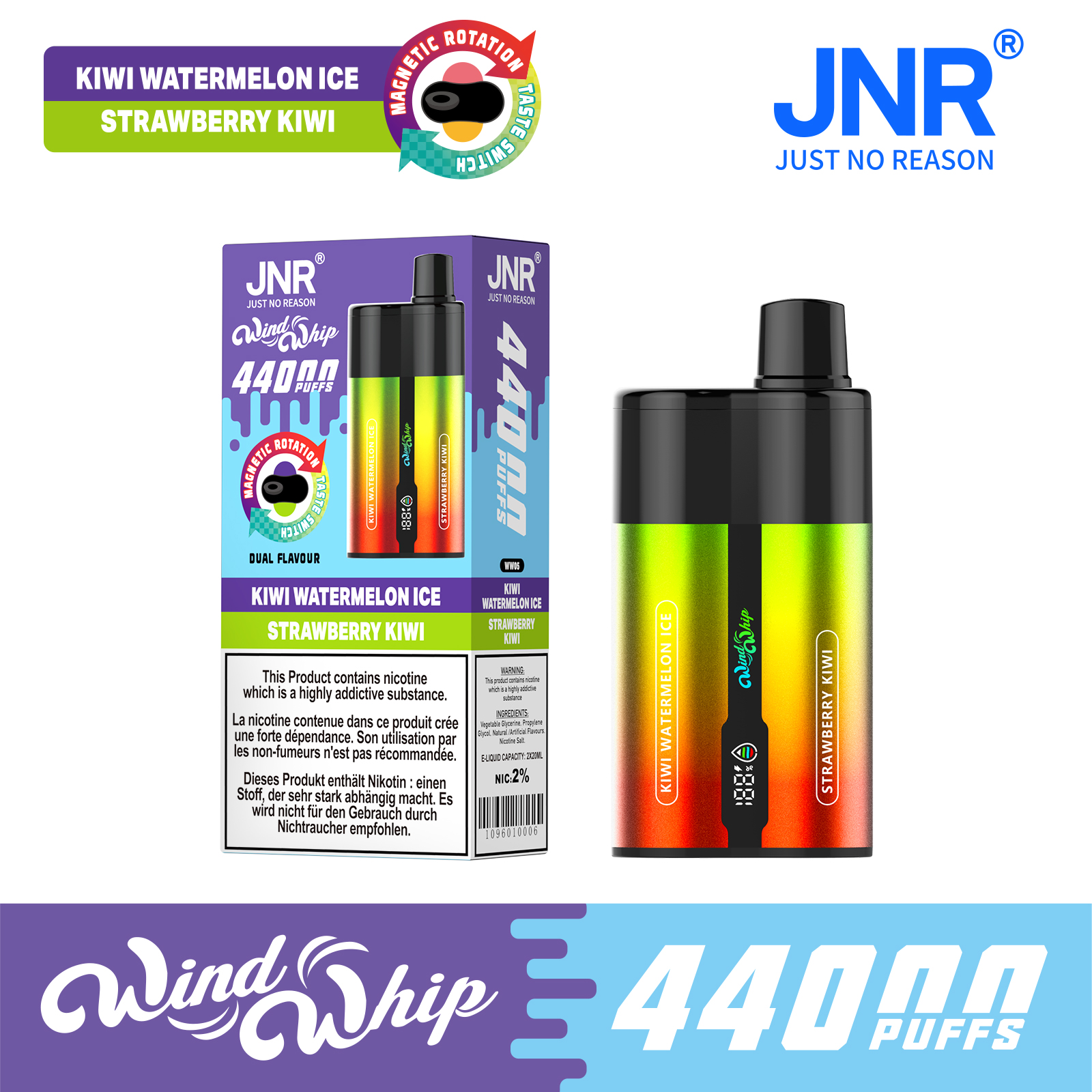 JNR WindWhip 44000 Puffs 2-in-1 Disposable Vape | Dual Flavor & Adjustable Airflow - Image 7