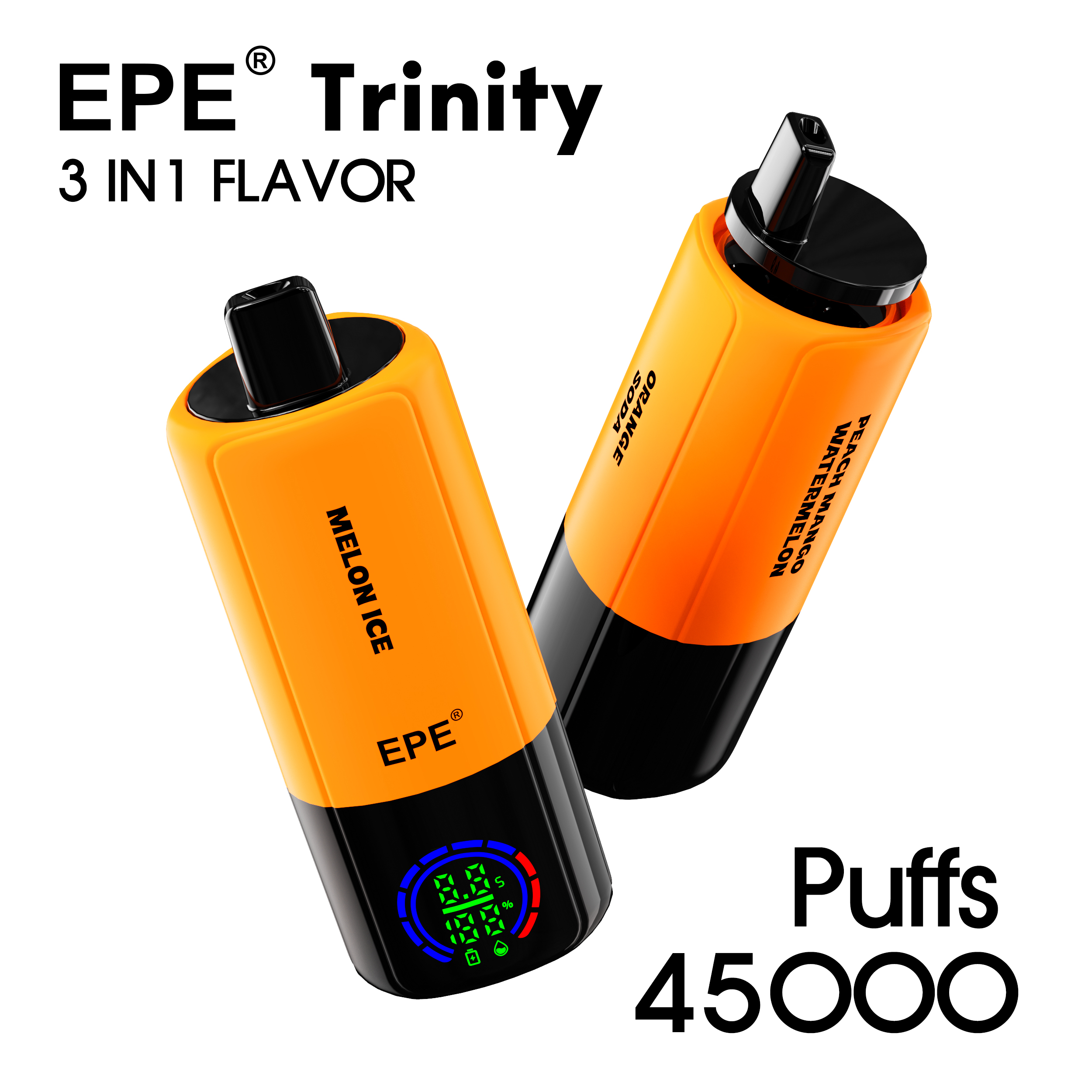EPE Trinity 45000 Puffs 3-in-1 Disposable Vape – Triple Flavors, E-Liquid & Battery Display, Rechargeable - Image 4