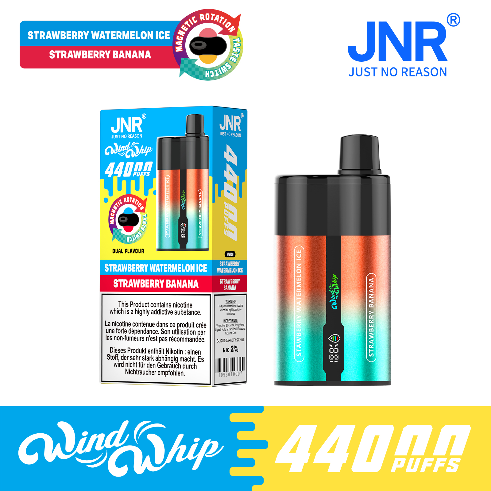JNR WindWhip 44000 Puffs 2-in-1 Disposable Vape | Dual Flavor & Adjustable Airflow - Image 6