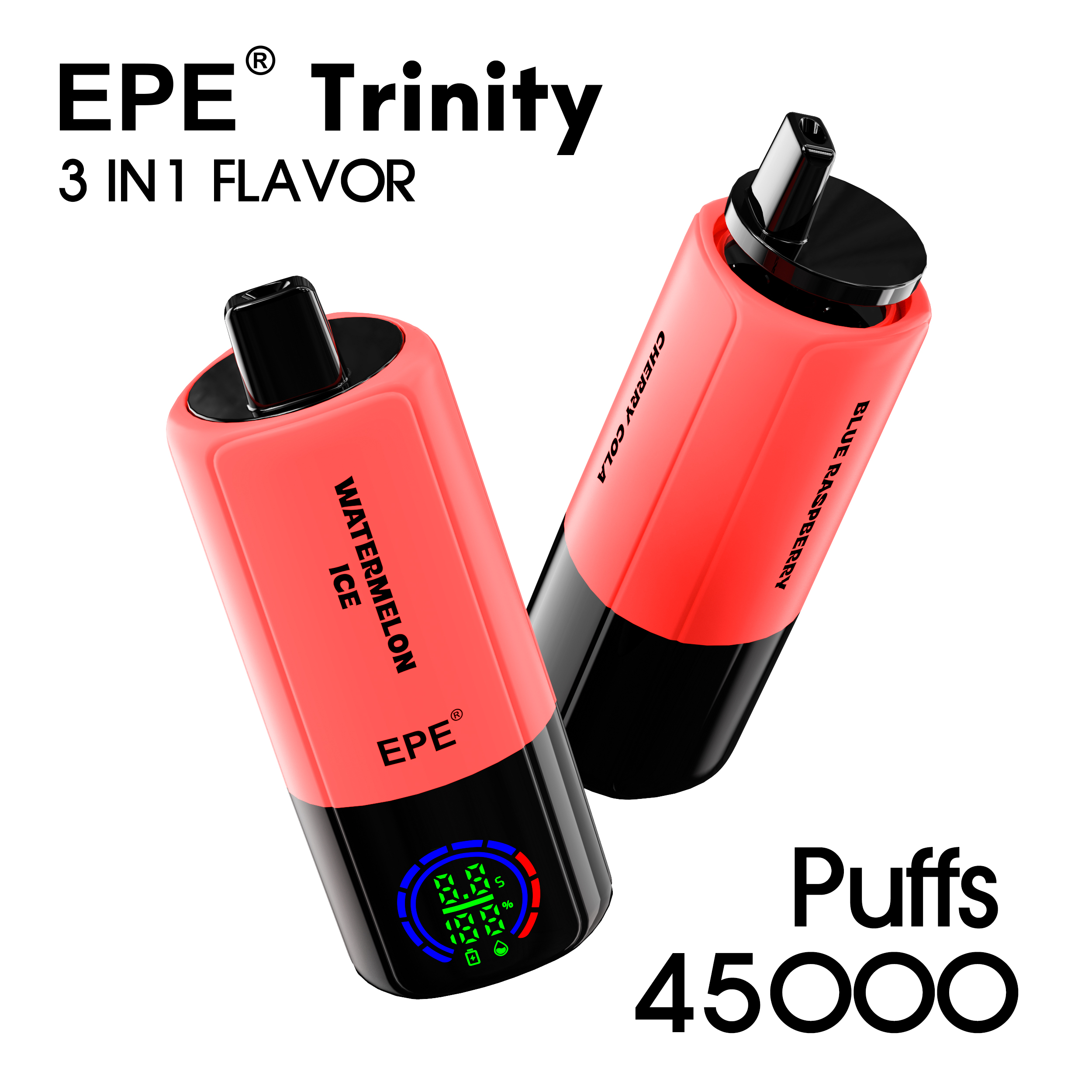 EPE Trinity 45000 Puffs 3-in-1 Disposable Vape – Triple Flavors, E-Liquid & Battery Display, Rechargeable - Image 3