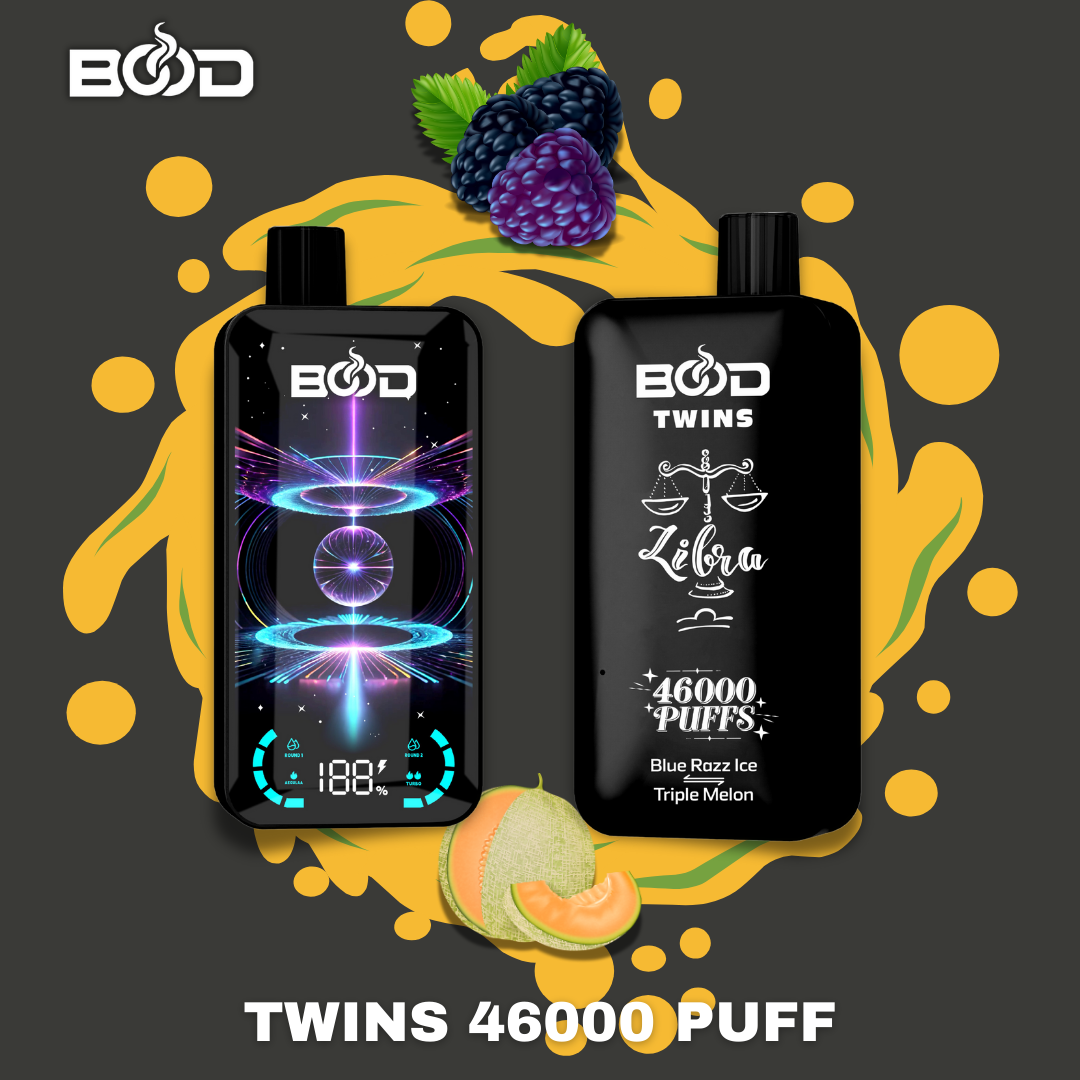BOOD Twins 46000 Puffs 2-in-1 Vape – Dual Flavors, Digital Display & Rechargeable - Image 6