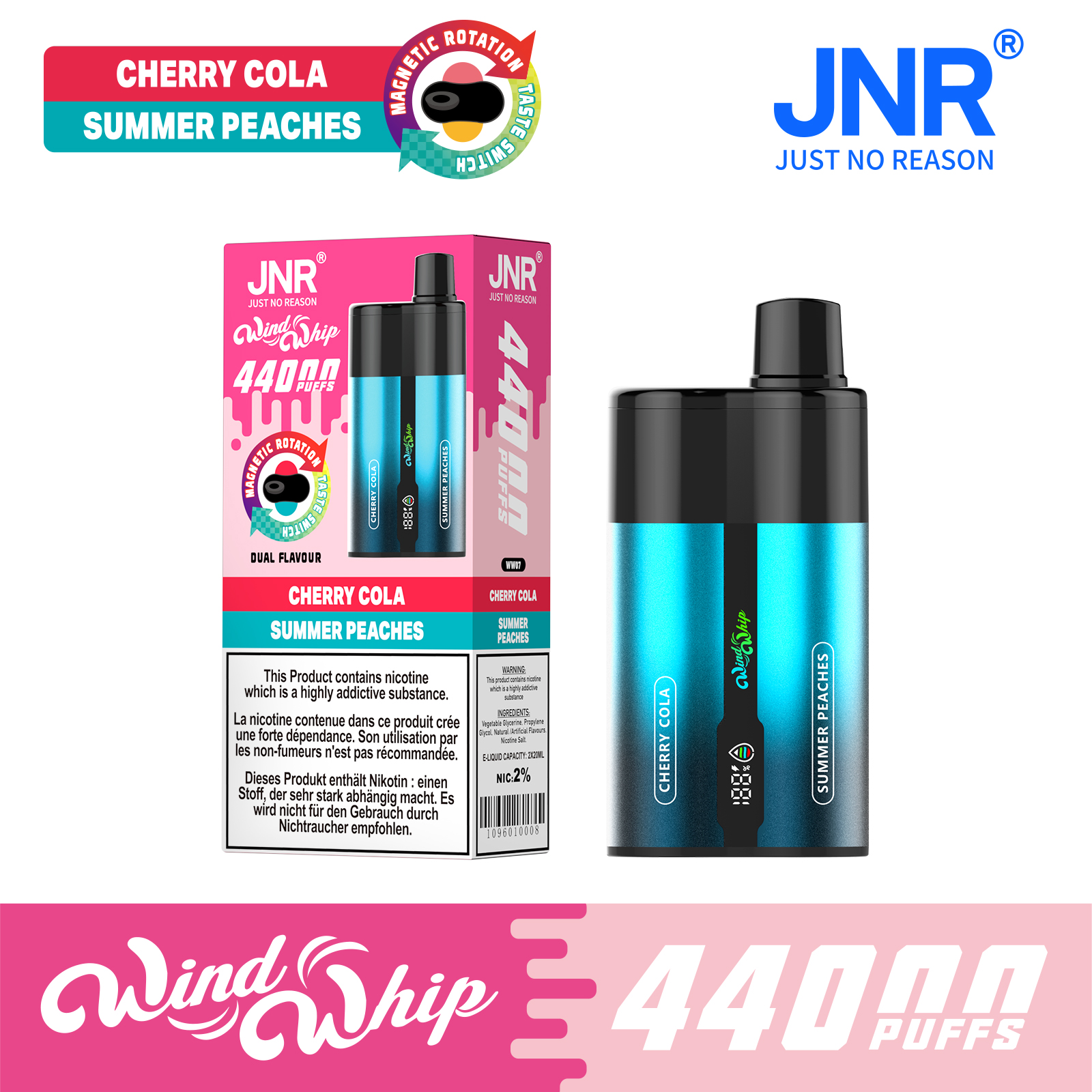 JNR WindWhip 44000 Puffs 2-in-1 Disposable Vape | Dual Flavor & Adjustable Airflow - Image 5