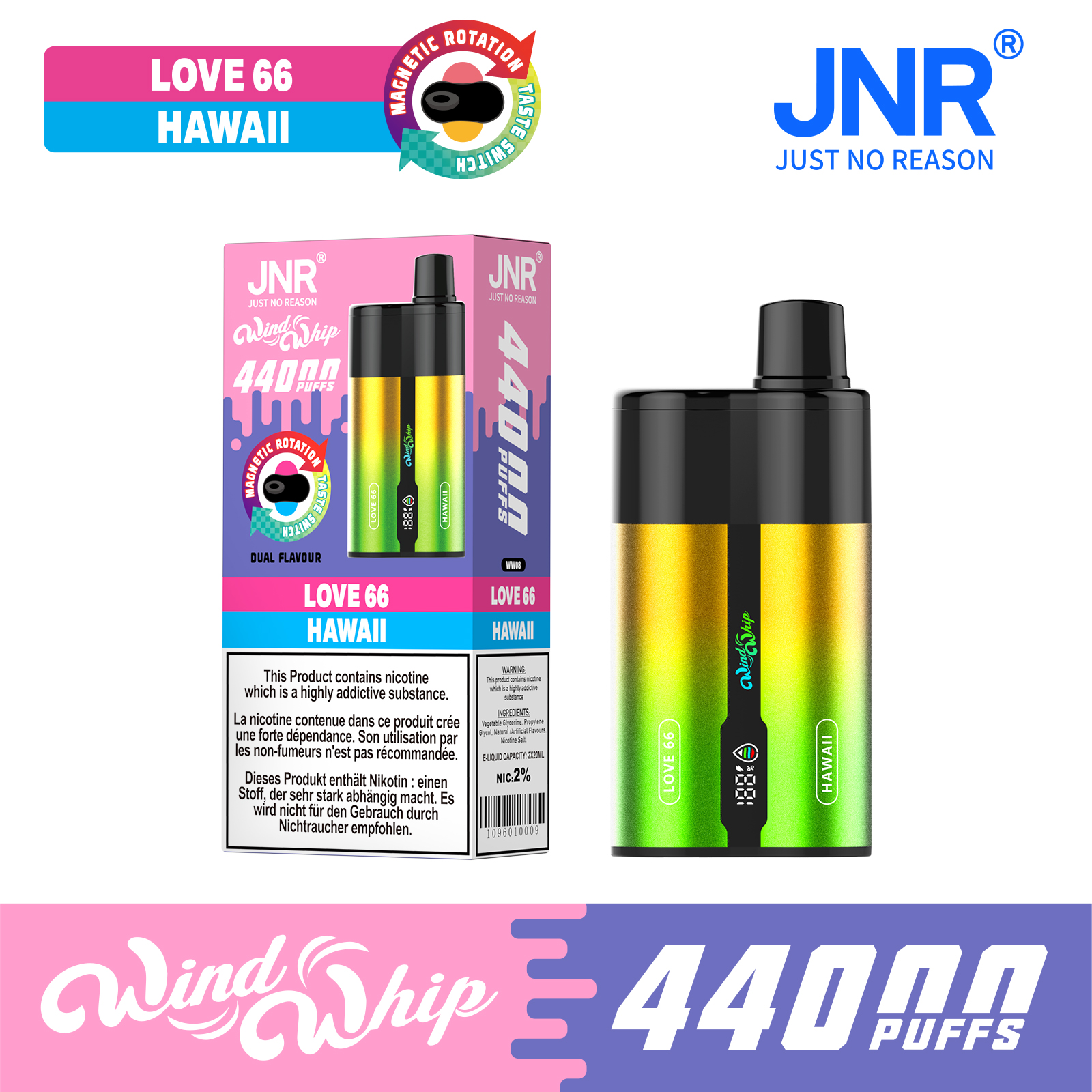 JNR WindWhip 44000 Puffs 2-in-1 Disposable Vape | Dual Flavor & Adjustable Airflow - Image 4