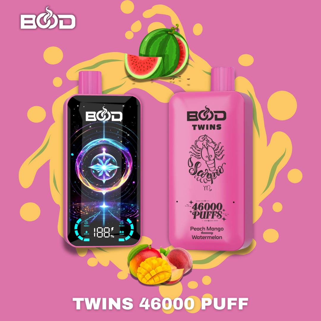 BOOD Twins 46000 Puffs 2-in-1 Vape – Dual Flavors, Digital Display & Rechargeable - Image 4