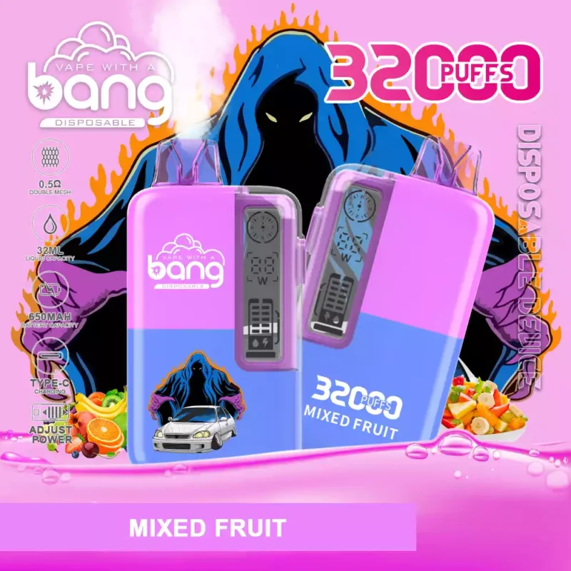 Bang 32000 Puffs Disposable Vape, 650mAh Rechargeable Vape, Transparent Display, 0%-5% Nicotine Wholesale