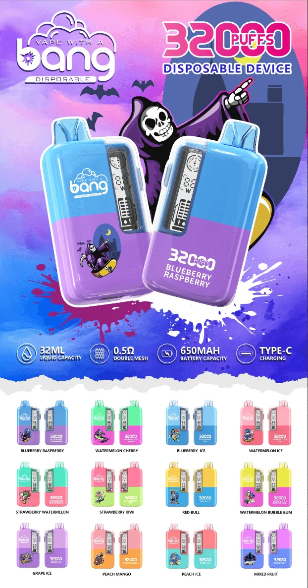 Bang 32000 Puffs Disposable Vape, 650mAh Rechargeable Vape, Transparent Display, 0%-5% Nicotine Wholesale - Image 2