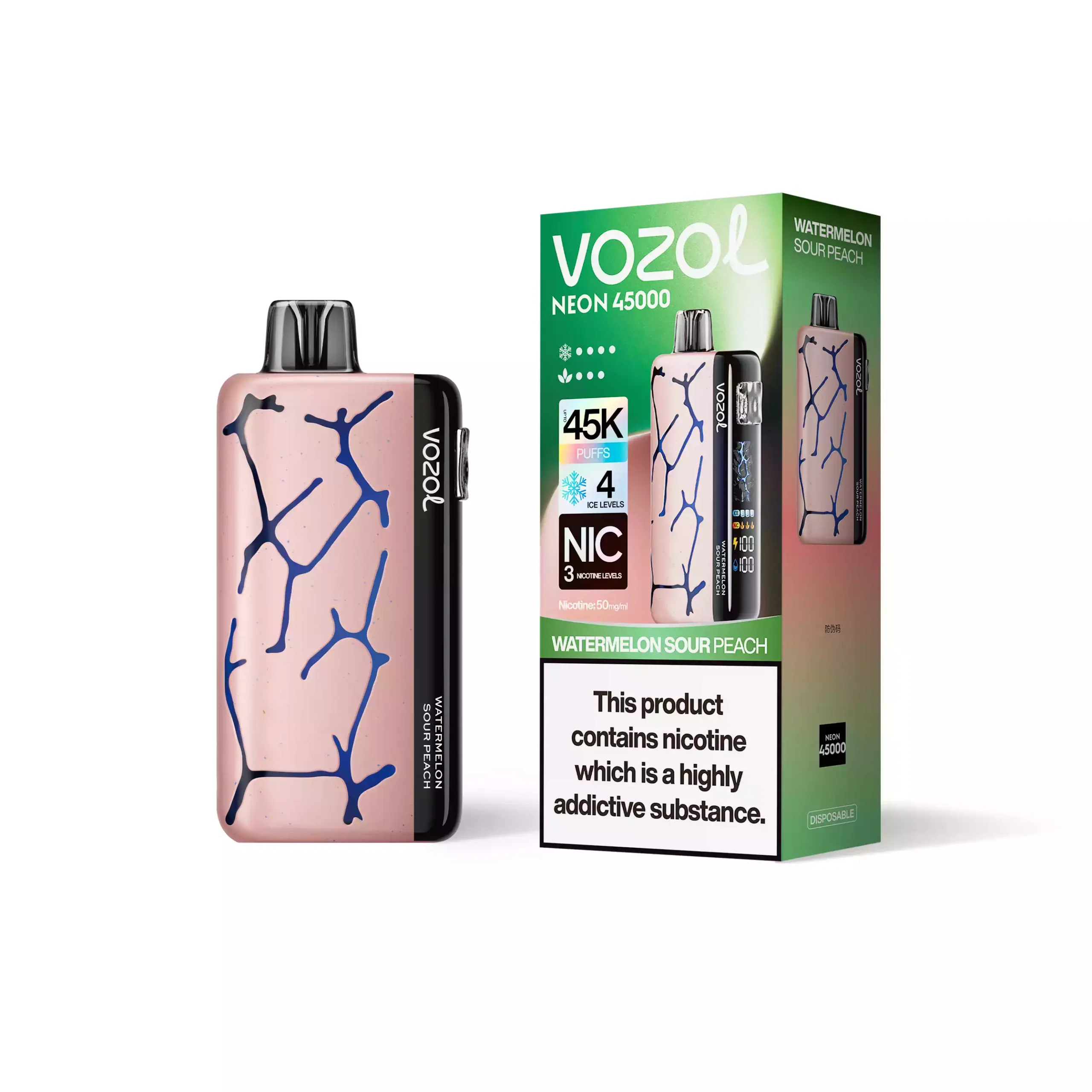 VOZOL NEON 45000 Puffs Rechargeable Disposable Vape – Dual Mesh Coil, LED Display, 2%/5% Nicotine - Image 3