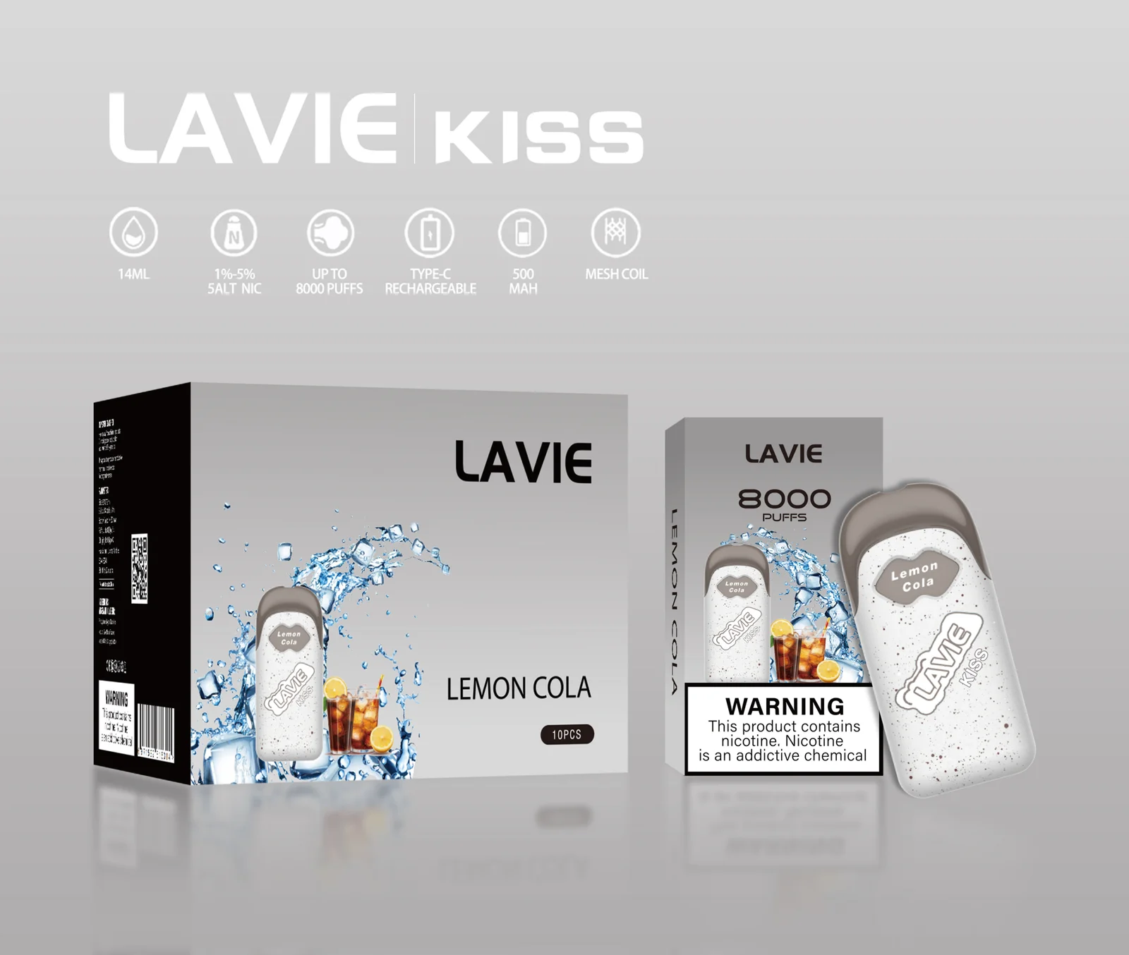 LAVIE KISS 8000 Puffs Replaceable Pod Kit , Battery Device and Replacement Pod Included(1 Battery + 1 Pod) - Image 4