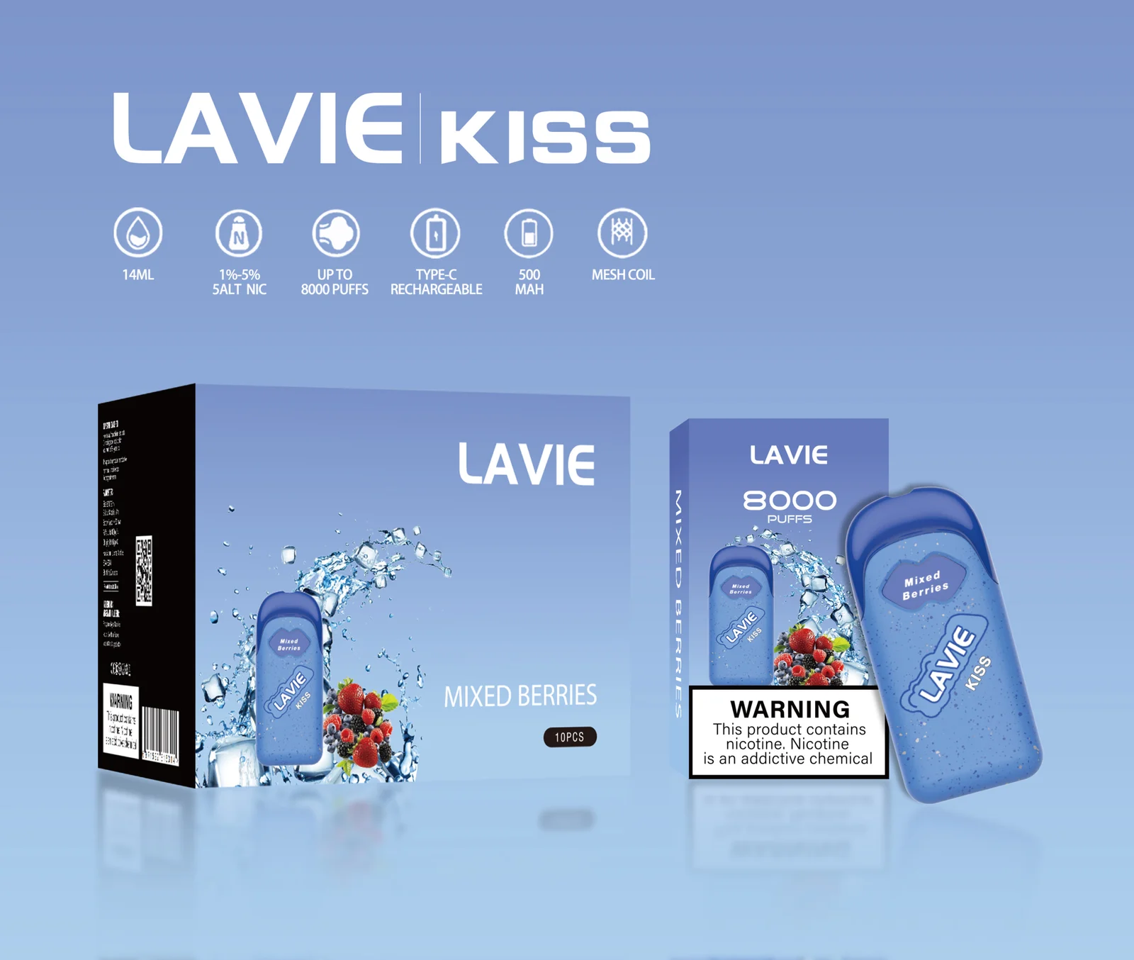LAVIE KISS 8000 Puffs Replaceable Pod Kit , Battery Device and Replacement Pod Included(1 Battery + 1 Pod) - Image 3