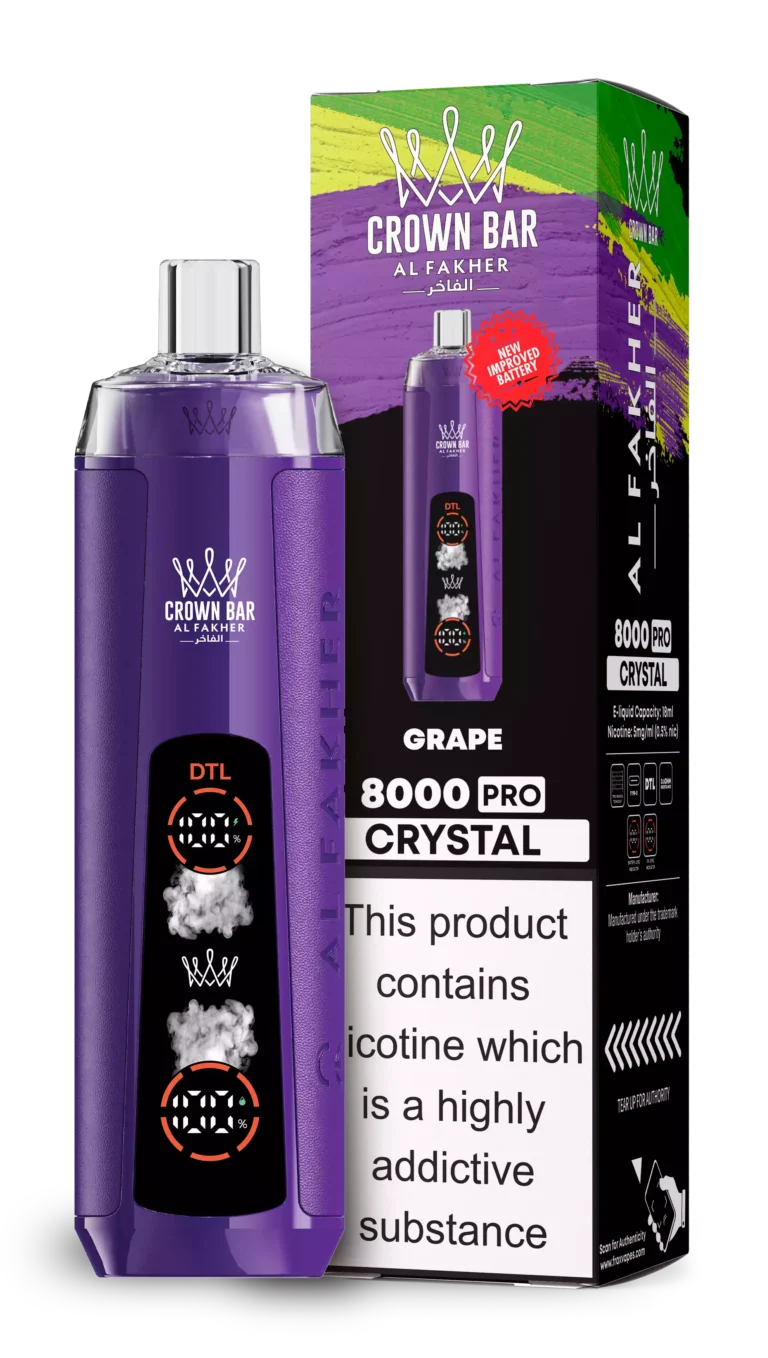 Crown Bar AL Fakher Crystal 8000 Puffs Disposable Vape ,1200mAh Battery & 5mg Nicotine - Image 7