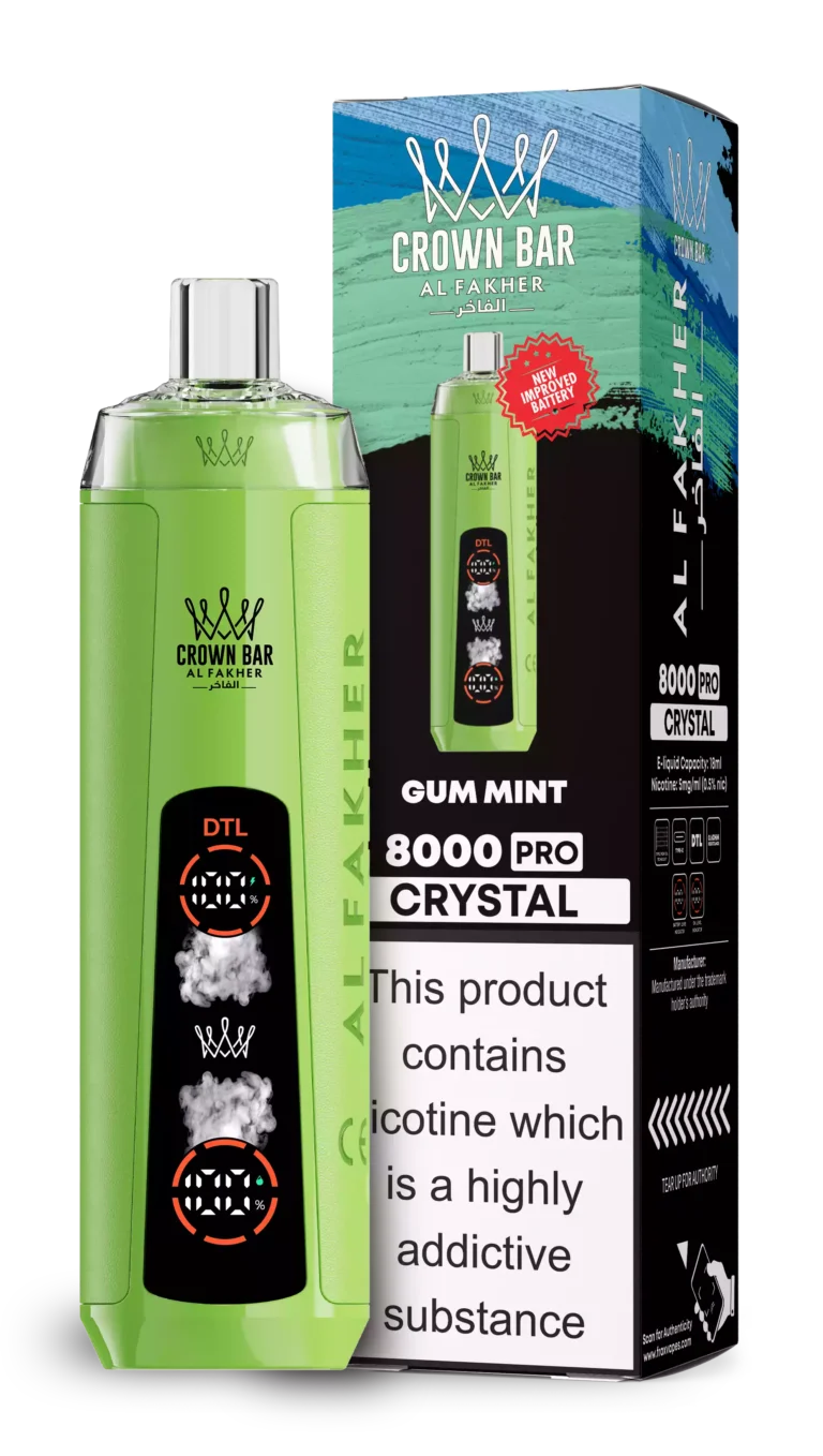 Crown Bar AL Fakher Crystal 8000 Puffs Disposable Vape ,1200mAh Battery & 5mg Nicotine - Image 6
