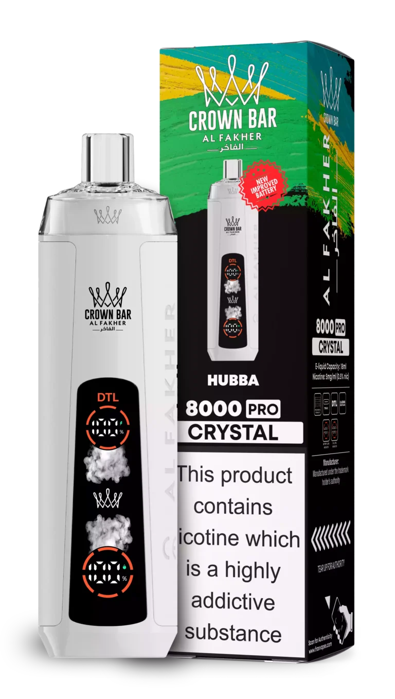 Crown Bar AL Fakher Crystal 8000 Puffs Disposable Vape ,1200mAh Battery & 5mg Nicotine - Image 5