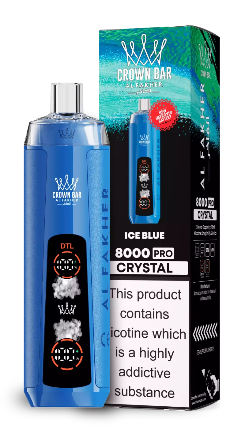 Crown Bar AL Fakher Crystal 8000 Puffs Disposable Vape ,1200mAh Battery & 5mg Nicotine - Image 4