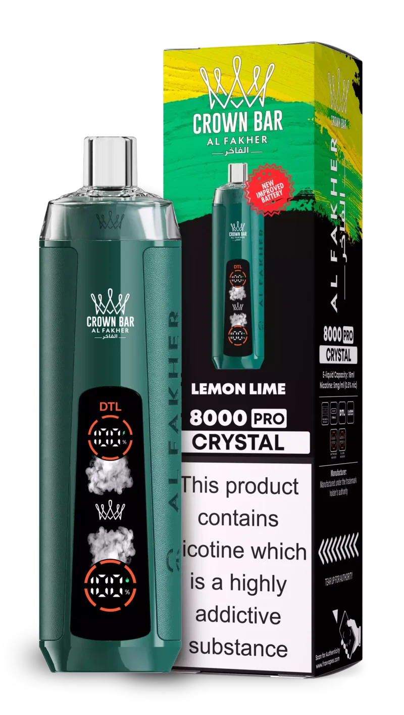 Crown Bar AL Fakher Crystal 8000 Puffs Disposable Vape ,1200mAh Battery & 5mg Nicotine - Image 3