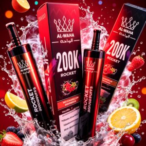 Alternative view of AL-WAHA Rocket 200000 Puffs Disposable Vape – LED Display, Mesh Coil & 20 Flavors , 30ml E-Liquid Capacity