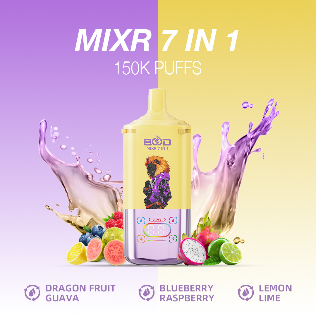 BOOD MIXR 150000 Puffs 7-in-1 Vape – 7 Flavors, Digital Display, 3 Power Settings - Image 10
