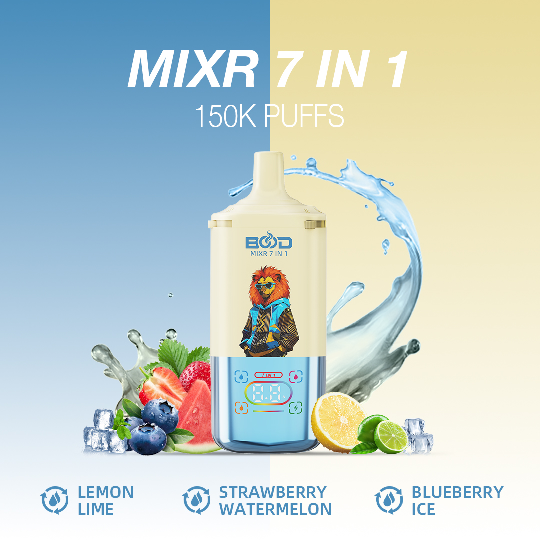 BOOD MIXR 150000 Puffs 7-in-1 Vape – 7 Flavors, Digital Display, 3 Power Settings - Image 9