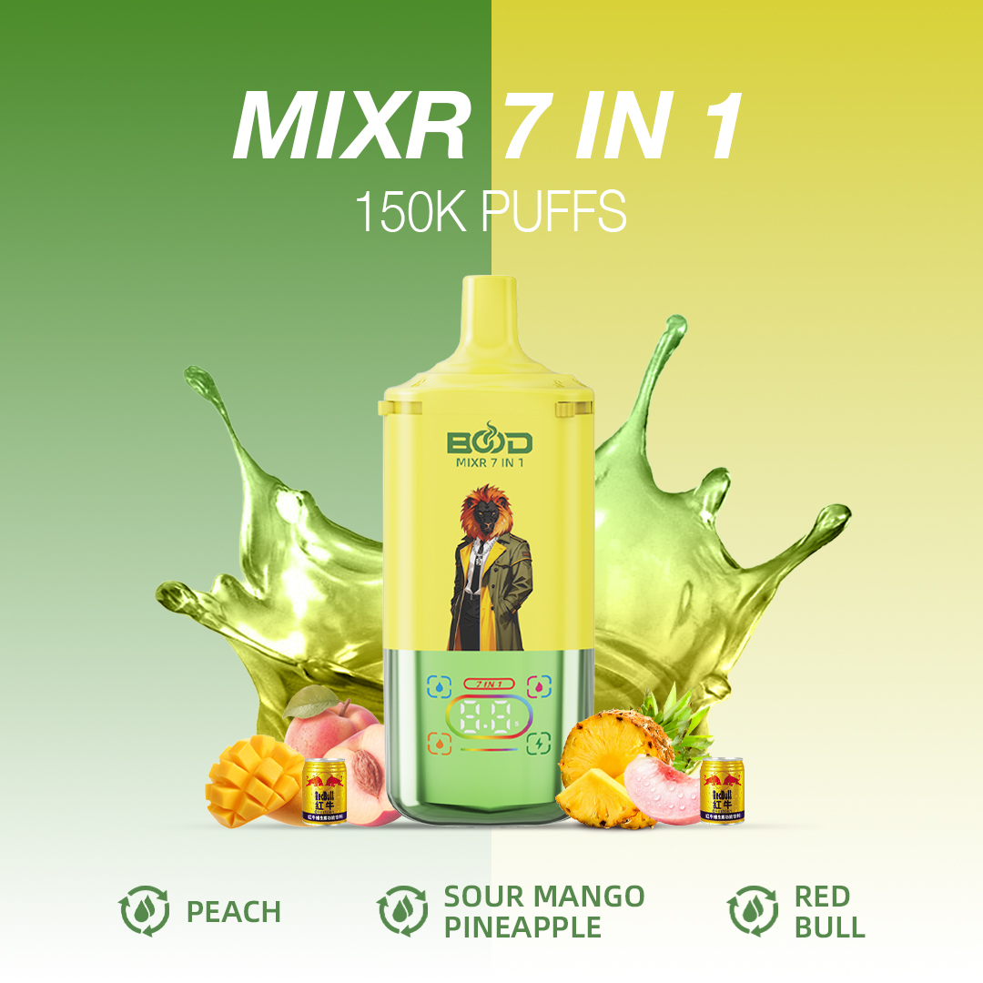 BOOD MIXR 150000 Puffs 7-in-1 Vape – 7 Flavors, Digital Display, 3 Power Settings - Image 8