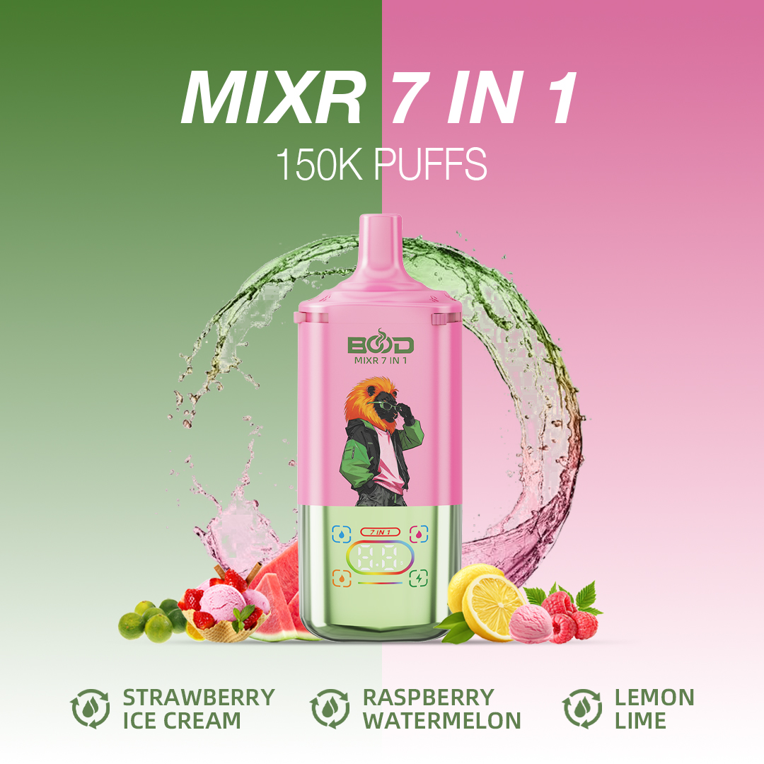 BOOD MIXR 150000 Puffs 7-in-1 Vape – 7 Flavors, Digital Display, 3 Power Settings - Image 5