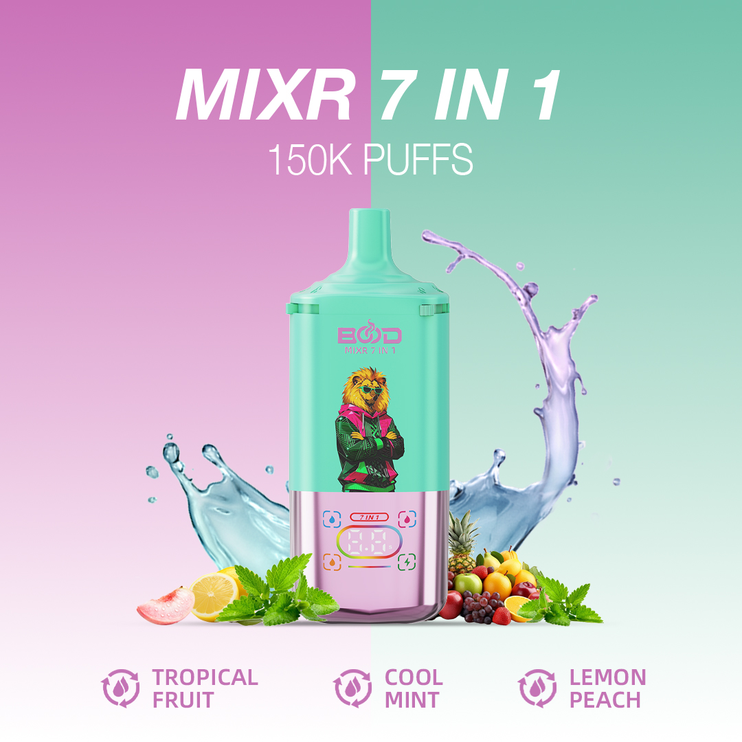BOOD MIXR 150000 Puffs 7-in-1 Vape – 7 Flavors, Digital Display, 3 Power Settings - Image 4