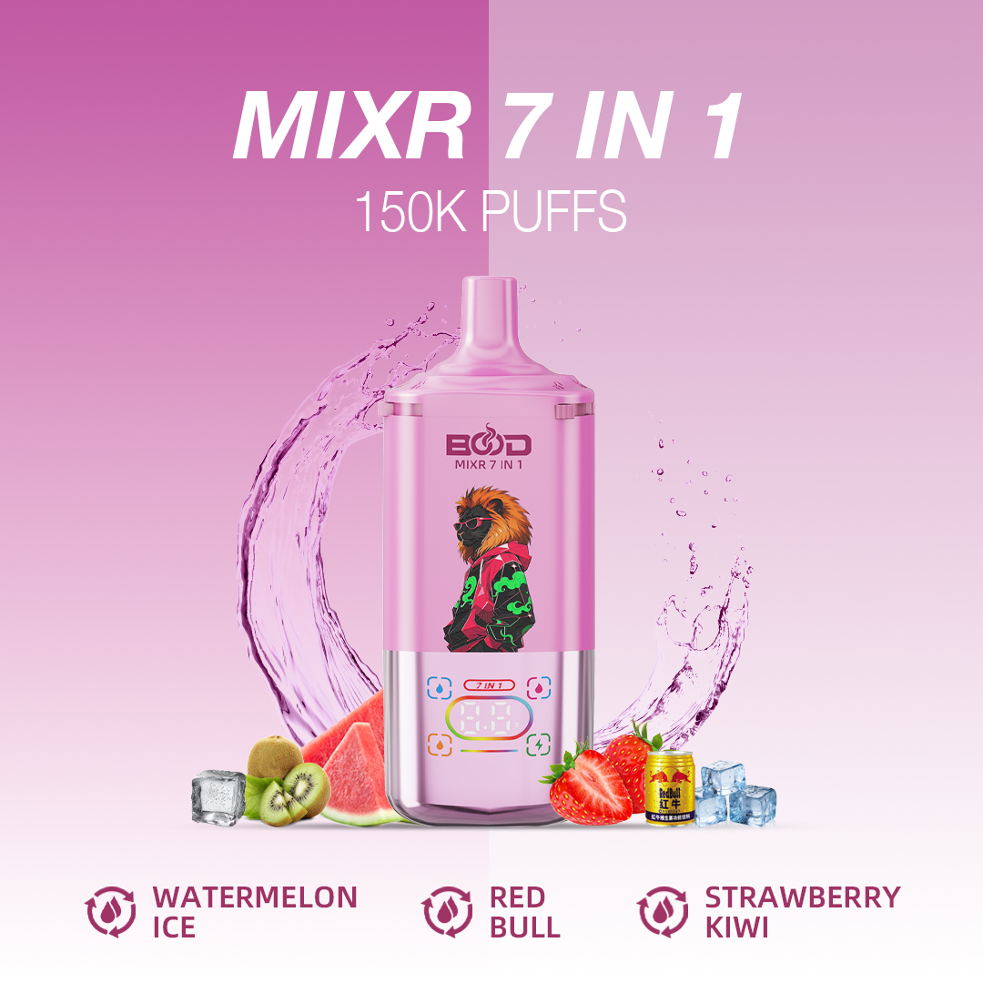 BOOD MIXR 150000 Puffs 7-in-1 Vape – 7 Flavors, Digital Display, 3 Power Settings - Image 3