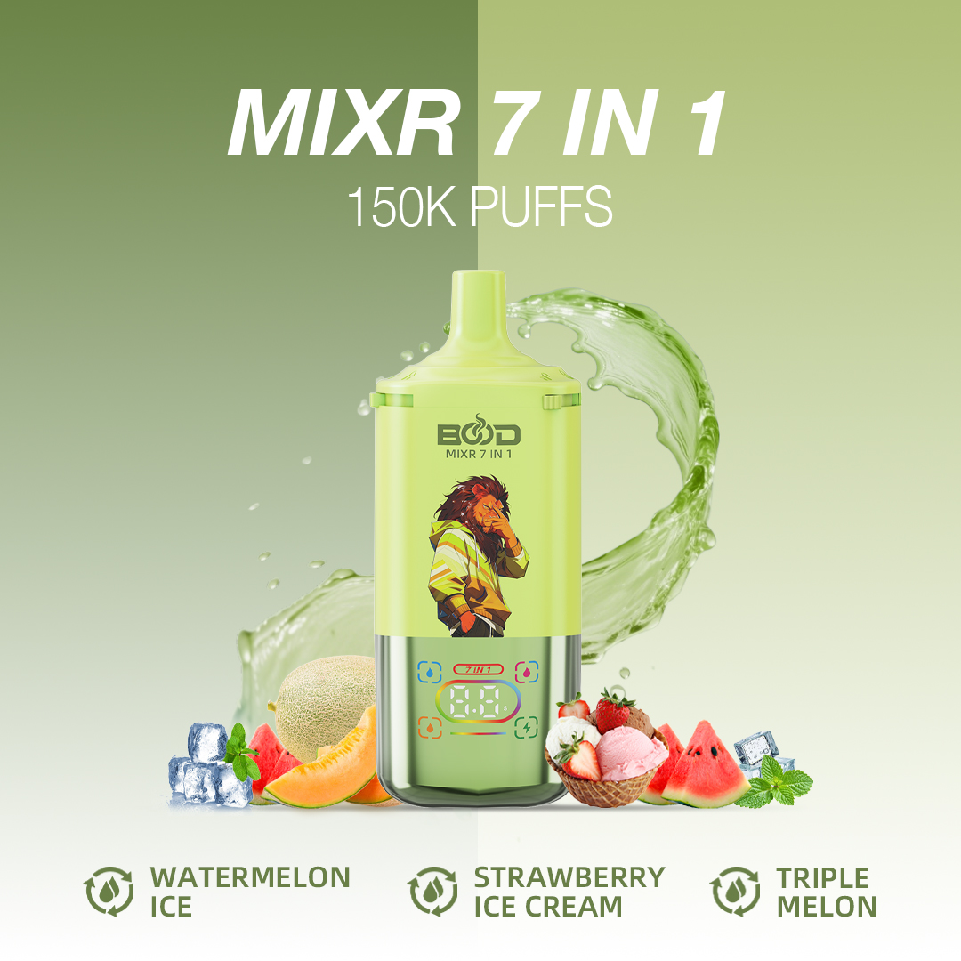 BOOD MIXR 150000 Puffs 7-in-1 Vape – 7 Flavors, Digital Display, 3 Power Settings - Image 2