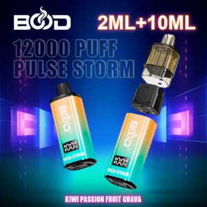 BOOD PULSE STORM 12000 Puffs Rechargeable Vape , Replaceable Pod System, 2 mL + 10 mL E-Liquid & 10 Flavors