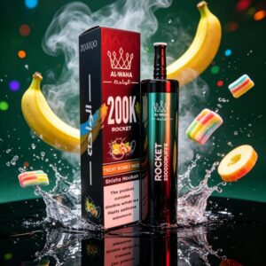 AL-WAHA Rocket 200000 Puffs Disposable Vape – LED Display, Mesh Coil & 20 Flavors , 30ml E-Liquid Capacity