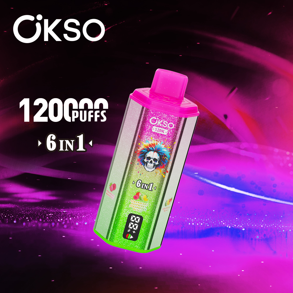 OKSO 6-in-1 120000 Puffs Disposable Vape , 6 Flavor Switching, Triple Mesh Coil & LED Screen - Image 2