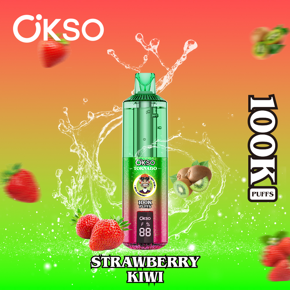 OKSO Tornado 100000 Puffs Disposable Vape , Dual Mesh Coil, LED Smart Display & Rechargeable Battery