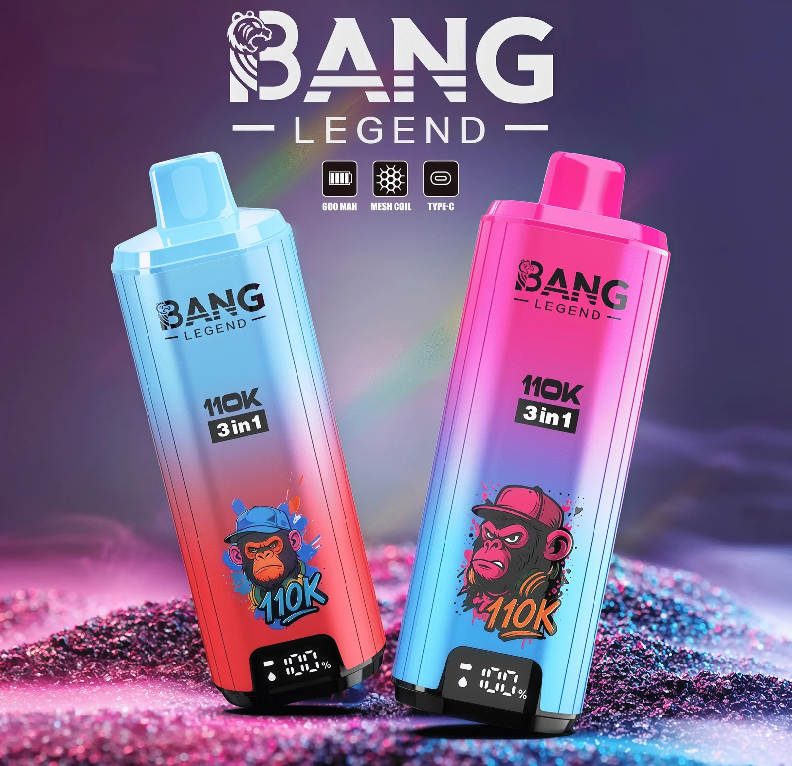 BANG LEGEND 110K 3-in-1 Disposable Vape, Type-C Rechargeable, OEM ODM Supply
