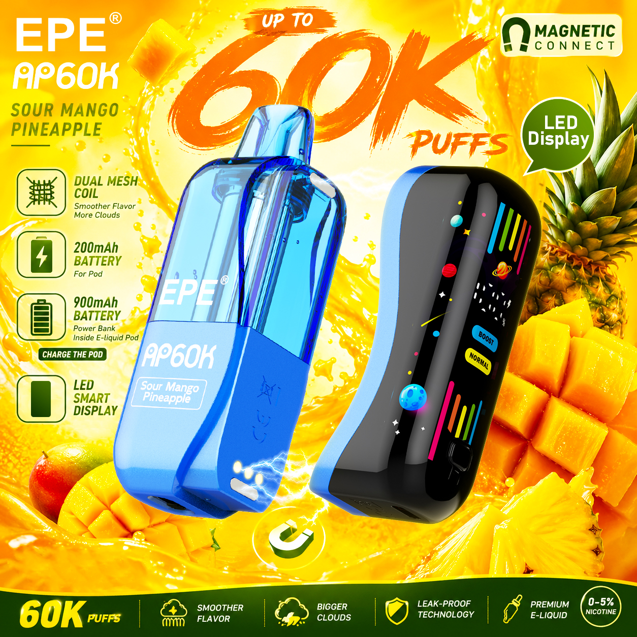 EPE AP 60000 Puffs Disposable Vape – Replaceable Pod, Dual-Mode Adjustable Airflow, 12 Flavors - Image 2